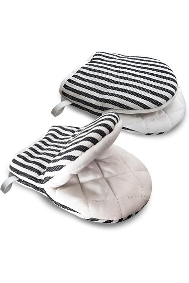 قفازات فرن، مجموعة قفازات فرن صغيرة مقاومة للحرارة، قطعتان، قفازات قطنية مقاومة للحرارة، ناعمة وقصيرة