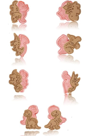 Sweet seven Create Dino Delights: 8-Piece 3D Dinosaur Cookie Cutters Set for Fun Biscuit, Fondant,