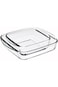 Turkish Glass Square Oven Trays Set of 2 26x32 cm - Plain