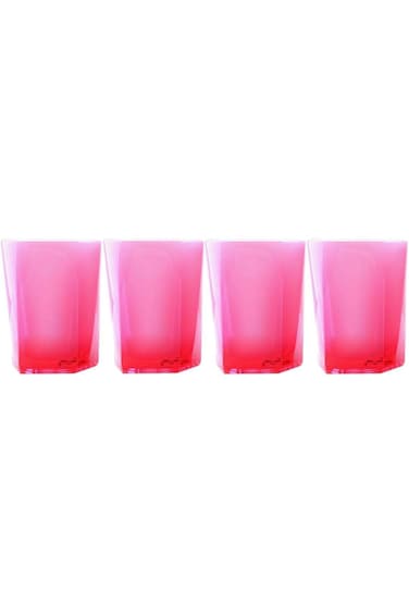 Royalford Acrylic Plain Shape Glass 4 Piece Set, Pink