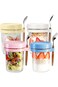 Glass Jars, 4 Pack Overnight Oats Containers, Overnight Oats Container with Lid and Spoon, 12 oz La