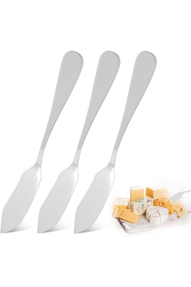 3Pcs Butter Knives, Stainless Steel Butter Spreader, Knives for Pastry and Cold Butter Sandwich Che