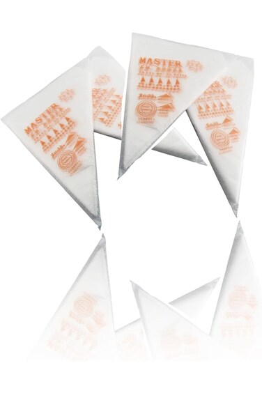 عبوة من 100 كيس تزيين زينة للاستخدام مرة واحدة، أكياس معجنات بلاستيكية بيضاء للكعك والبسكويت والحلويات