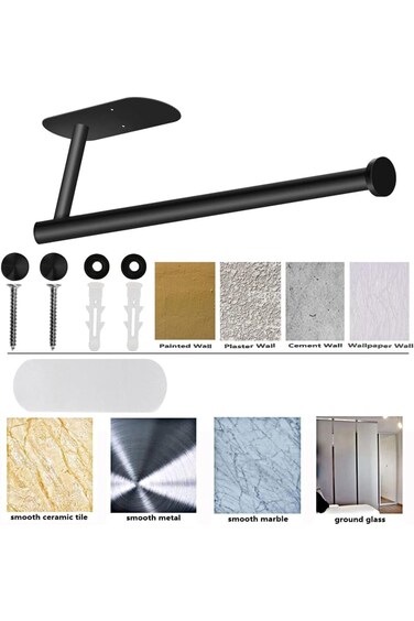 NEEMAY Paper Towel Holder, Black, Stainless Steel, Wall Mount