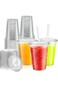100 Sets Plastic Cups With Lids, Smoothie Cups, Milkshake Cups - 16 oz