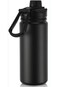 WDA Insulated Water Bottle, 480 ml, Black, with Carabiner Clip