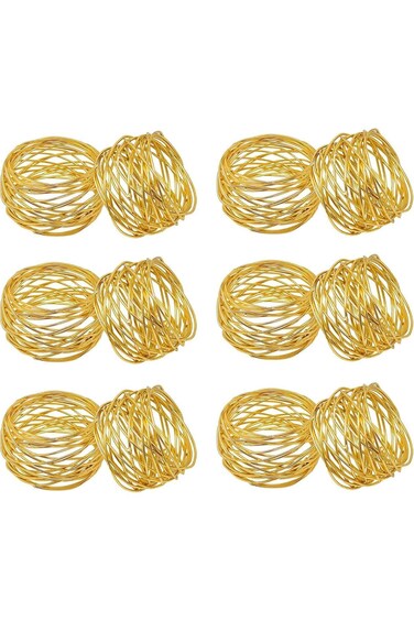 مجموعة من 12 حامل مناديل معدني شبكي ذهبي من ELECDON لحفلات الزفاف والذكرى السنوية وأعياد الميلاد والعطلات