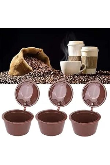 ORiTi 3 قطع من أكواب كبسولات القهوة القابلة لإعادة الاستخدام، طقم فلتر قابل لإعادة التعبئة مع ملعقة قهوة وفرشاة