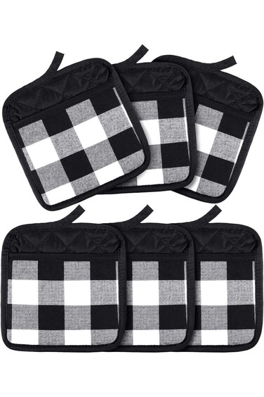 Grey Oval Pot Holders with Pocket, Resistant Hot Pads Cotton Potholders， for Kitchen Craft Project