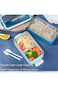 Tazweeq Double Layer Lunch Box, Bento Box with Fork Spoon, Stainless Steel Meal Container for Offic