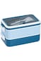 Tazweeq Double Layer Lunch Box, Bento Box with Fork Spoon, Stainless Steel Meal Container for Offic