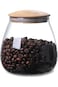 KASTWAVE Airtight Glass Storage Jar with Bamboo Lid, 400 ML Decorative Container for Coffee, Spices