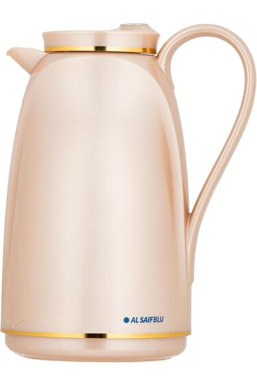 ترمس قهوة وشاي مفرغ من الهواء من السيف بلو، مقاوم للتسرب ويحافظ على المشروبات ساخنة، سعة 1 لتر، بني غامق/ذهبي