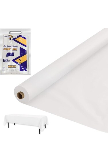 AlsayedP 60 Pcs White Sufra Roll Plastic Table Cover Roll 110 x 100cm Disposable Table Cloth for Pi