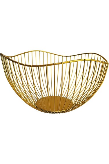 ALMEKAQUZ Wire Fruit Basket Gold Fruit Bowl for Kitchen Counter Wave Fruit Basket Serving Bowl Wire