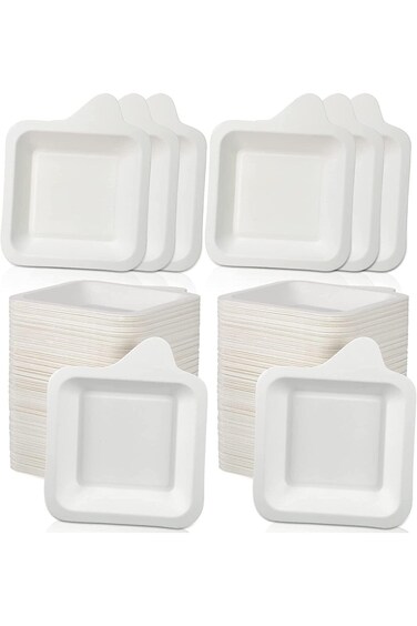 MAKINGTEC Paper Dessert Plates, Small Disposable Plates Paper Plates Bulk, White Cake Appetizer Pap