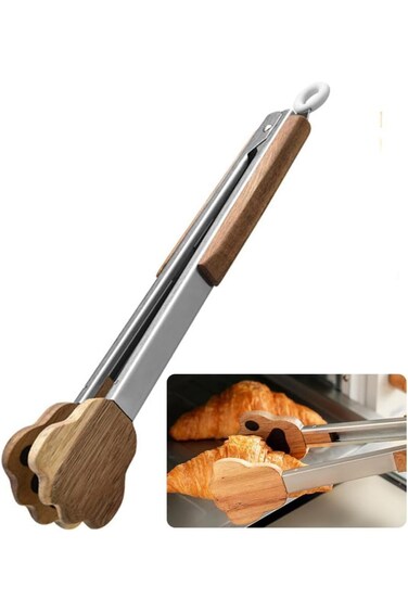 Wood Kitchen Tongs for Cooking, Professional Wood Barbecue Tongs, Wooden Handle Salad Serving kitch