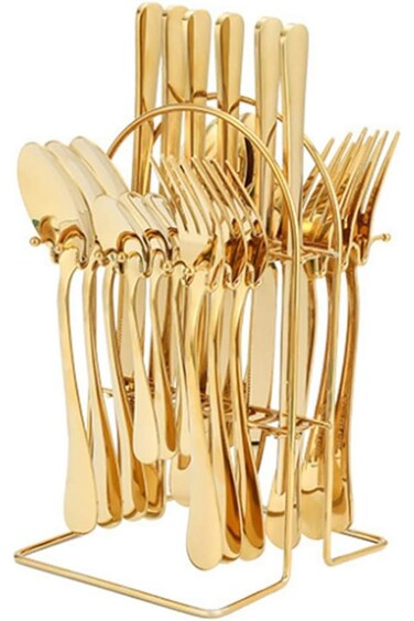 Monoptilon 24 Pieces Silverware Set with Holding Stand, Stainless Steel Cutlery Set Flatware Utensi