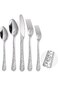 KASTWAVE Floral Silverware Set, 5 Silvery Flatware Stainless Steel with Delicate Engraved Rose Flow
