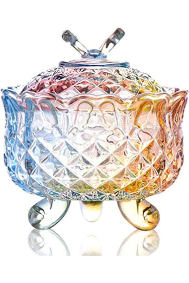 KASTWAVE Sugar Bowl/Pot Dispenser, Spice Jar, Salt Seasoning, Glass Candy Dishes with Lid, Decorati