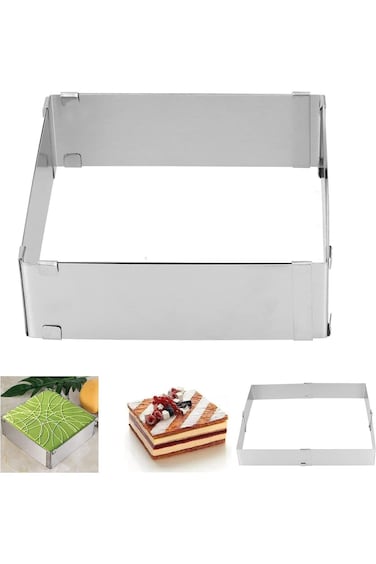 Azonee Cake Mold Adjustable Cake Ring, Stainless Steel Rectangular Square Mousse Mold from 5.9" to