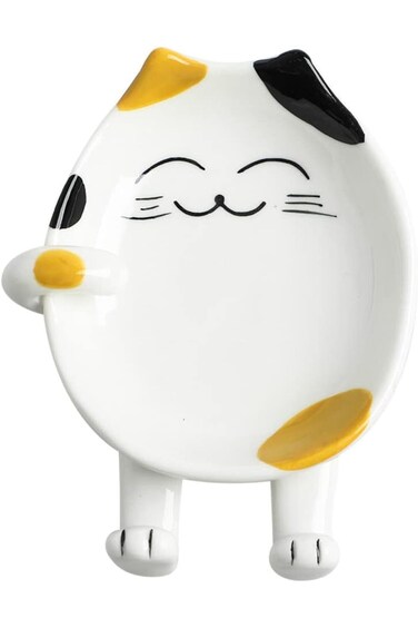 Oasisgalore Cat Spoon Rest Ceramic Cute Spoon Holder Rest for Stove Top Cat Kitchen Accessories, St