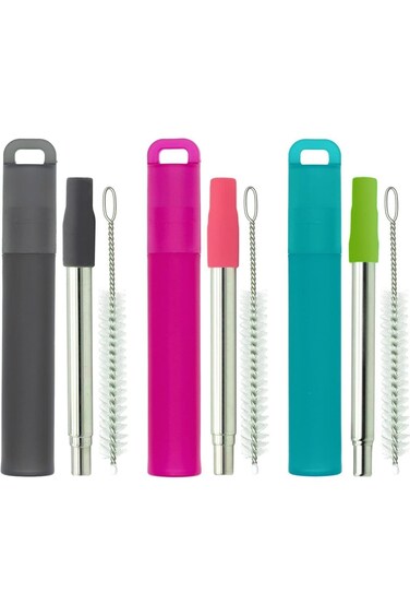 MAKINGTEC Reusable Drinking Straws, Collapsible Portable Telescopic Straw with Plastic Housing Sili