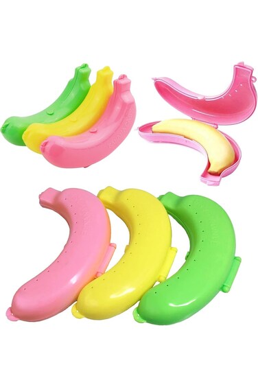 Oasisgalore 3Pcs Banana Case, Cute Banana Protector Storage Box, Portable Banana Holder for Lunch B
