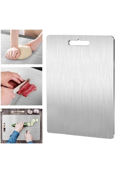 لوح تقطيع بوك سونغ للمطبخ، لوح تقطيع من الفولاذ المقاوم للصدأ 304 عالي التحمل للحوم والجبن والخضروات