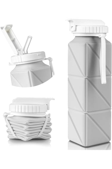 Tazweeq Silicone Folding Water Bottle, Square Telescopic Sports Water Bottle, Large Capacity Foldin