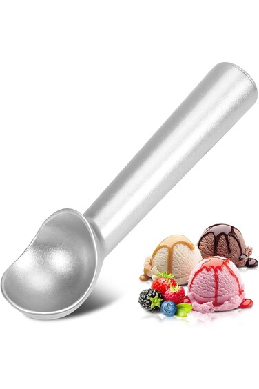 ملعقة آيس كريم، ملعقة ألومنيوم غير لاصقة ومضادة للتجمد، ملعقة بسكويت، ثلج من الفولاذ المقاوم للصدأ، مقاس 18 سم