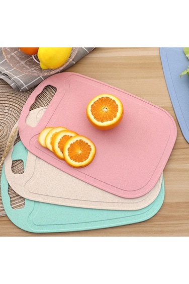 KASTWAVE Mini Cutting Board Set for Fruits and Vegetables, Wheat Straw Plastic, Juice Grooves, Easy