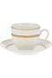 Shallow Bone China Cups And Saucers Set, White/Gold, 220Cc, Ts-200-Lin-A, 12 Pieces