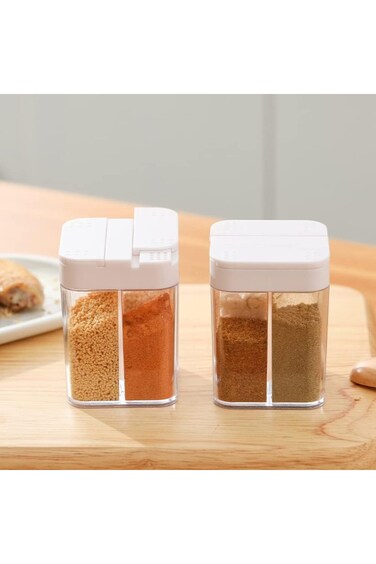 Oasisgalore Spice Jars 4 in 1 Transparent Camping Seasoning Box Pepper Transparent Spice Container,