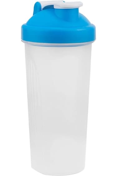زجاجة رج البروتين ALCOACH، كوب رج 600 مل لمزيجات البودرة للصالة الرياضية، لون أبيض غير لامع (أزرق سماوي)