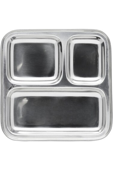 RAJ PAV BHAJI SQUARE TRAY, 3 COMPARTMENT TRAY, RPBT01, THALI, COMPARTMENT PLATE, SERVING TRAY