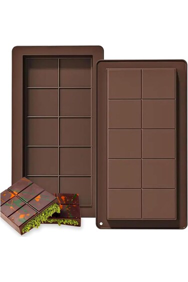 2 Pcs Chocolate Bar Mold, Chocolate Molds Silicone 10 Cavities Large Chocolate Bar Mold Deep, Choco