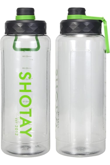 SHOTAY 1.5L Sports Water Bottles Half Gallon Motivational with Time Marker Removable Straw, BPA Fre