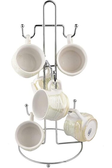 Biki Stainless Steel Cup Holder Stand with 6 Holders for Stand Kitchen &amp; Dining Table (Cups Not Inc