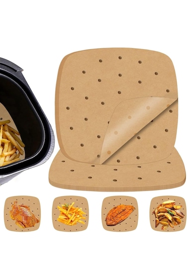 X spring Perforated Air Fryer Paper, 100PCS Disposable Perforated Parchment Paper for Baking, 21.5c