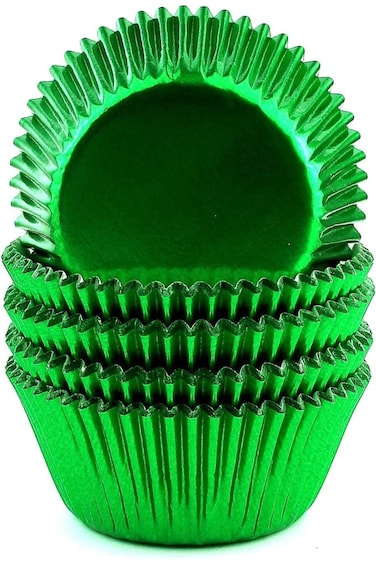 Foil Cupcake Liners Baking Cups Paper Standard, 100 Pack (Green)