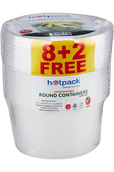 Hotpack Microwave Container 450ml with Lid 8+2 Free -