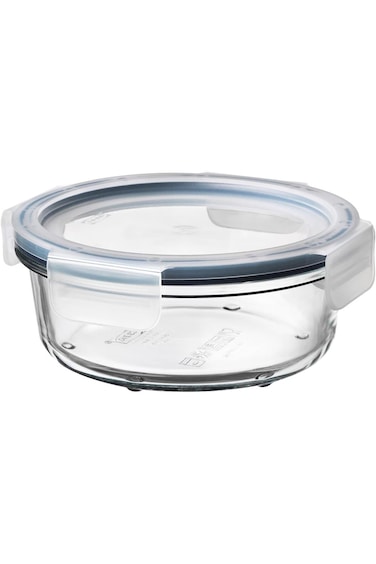 Round Glass Food Container with Plastic Lid, 400 ml