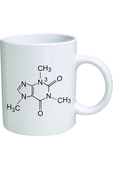 تصاميم مضحكة - جزيء الكافيين، الكيمياء - 11 أونصة قهوة - مضحكة وملهمة وساخرة، PRIN