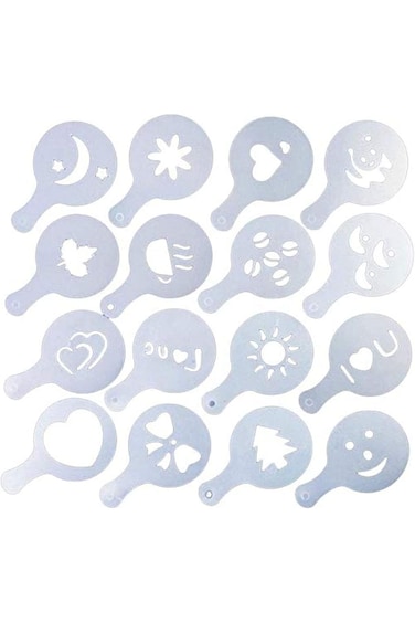 16Pcs/1Set Coffee Printing Model Thickening Coffee Latte Cappuccino Barista Art Stencils/Cake coffe