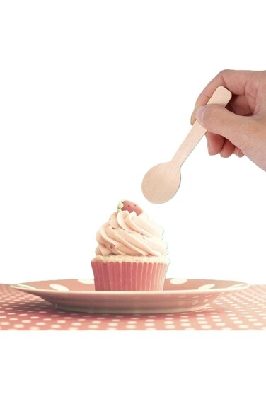 ملاعق خشبية صغيرة، ملاعق للاستخدام مرة واحدة، أدوات مائدة خشبية قابلة للتحلل الحيوي للحفلات والمناسبات والمطاعم