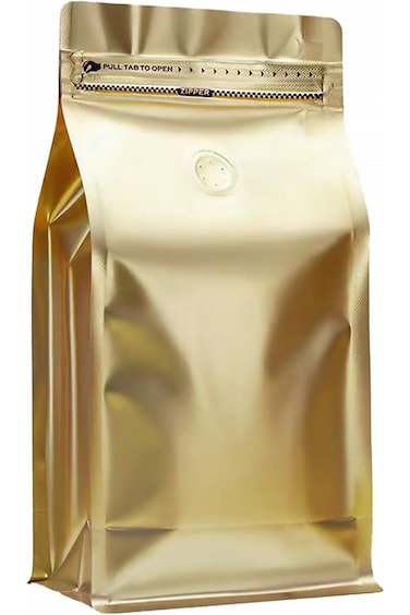 1Ib 10PCS Resealable Coffee Storage Bag with Zipper Lock, Gold Metallic, Stand-Up Pouch