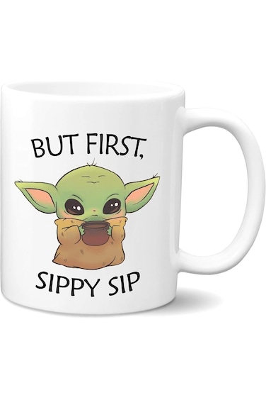 Brd Gifts Baby Yoda Coffee Mug - Mando TV Series Movie Coffee Mug   11 oz White Ceramic Coffee Mug