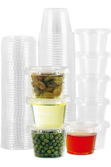 200 Sets - 1 oz Jello Shot Cups ,Condiment Containers with Leak-Proof Lids, Disposable and Recyclab
