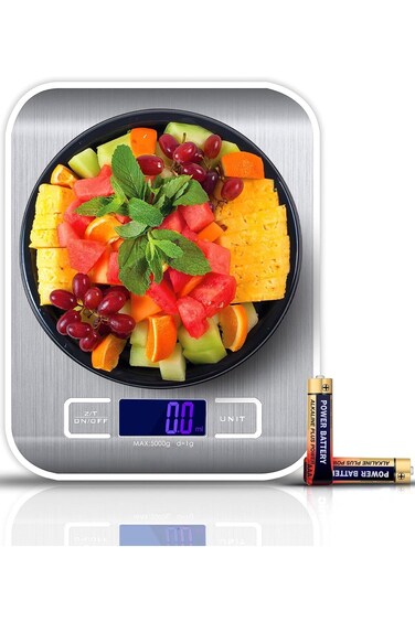 ميزان مطبخ رقمي من RKINC، ميزان طعام لوزن اللحوم والخبز، وحدة جرام أونصة رطل حتى 11 رطل (1 جرام - 5 كجم)، صغير